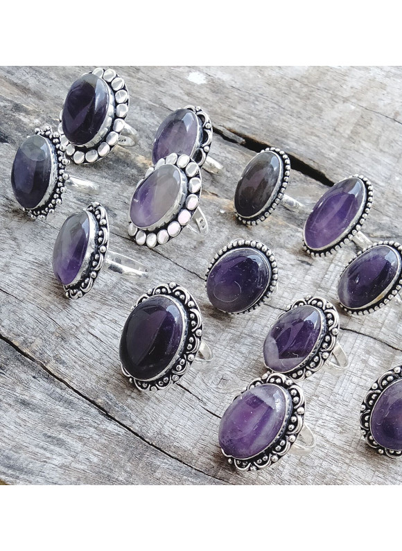 100 PC Amethyst Wholesale Lot 925 Sterling Silver Plated Jewelry RGTC-049