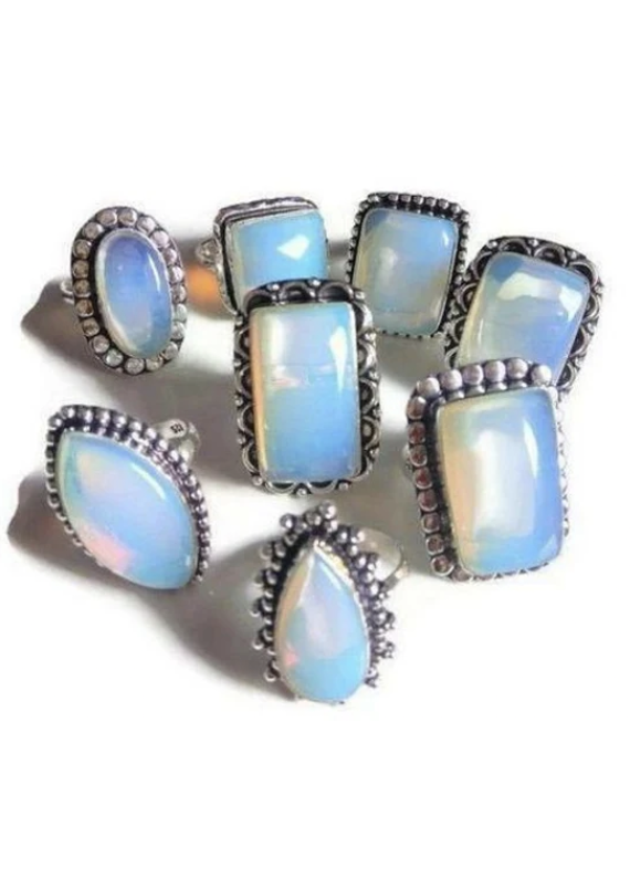 50 PC Opalite Wholesale Lot 925 Sterling Silver Plated Jewelry RGTC-043