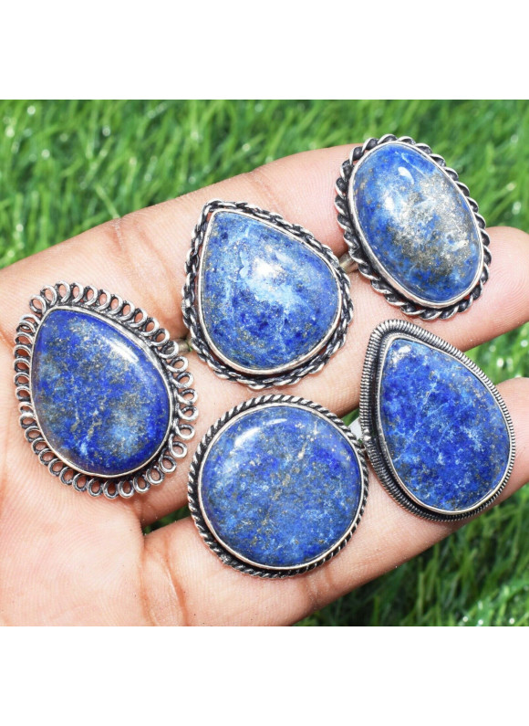 50 PC Lapis Lazuli Wholesale Lot 925 Sterling Silver Plated Jewelry RGTC-041