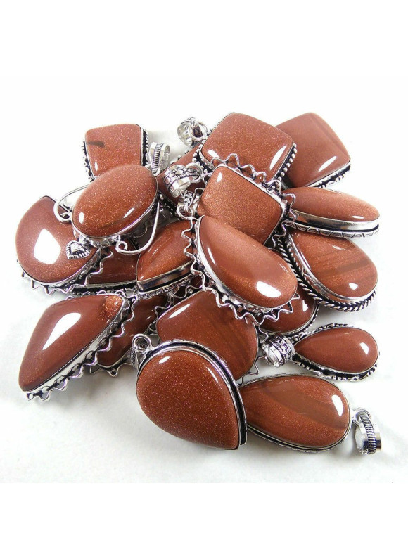 50 PC Sunstone Wholesale Lot 925 Sterling Silver Plated Jewelry PGTC-080