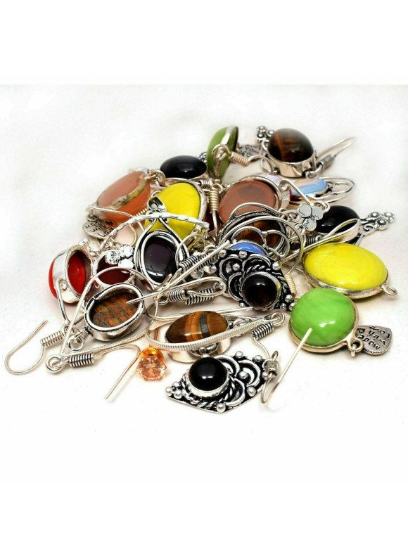 100 PC Mix Wholesale Earring Lot 925 Sterling Silver Plated Jewelry 