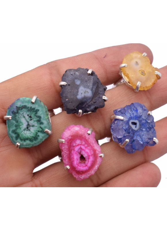 50 PC Solar Druzy Wholesale Lot 925 Sterling Silver Plated Jewelry RGTC-046