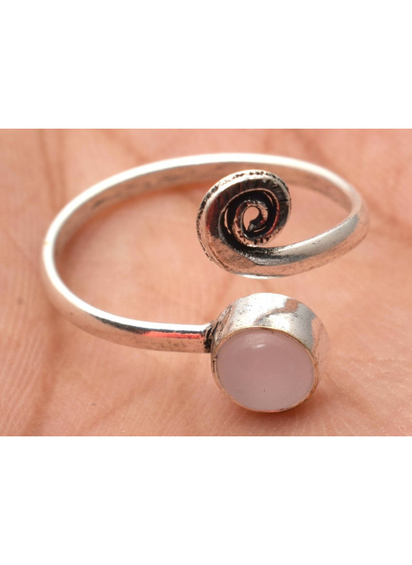 50 PC Rose Quartz Wholesale Lot 925 Sterling Silver Plated Baby Ring Jewelry B48