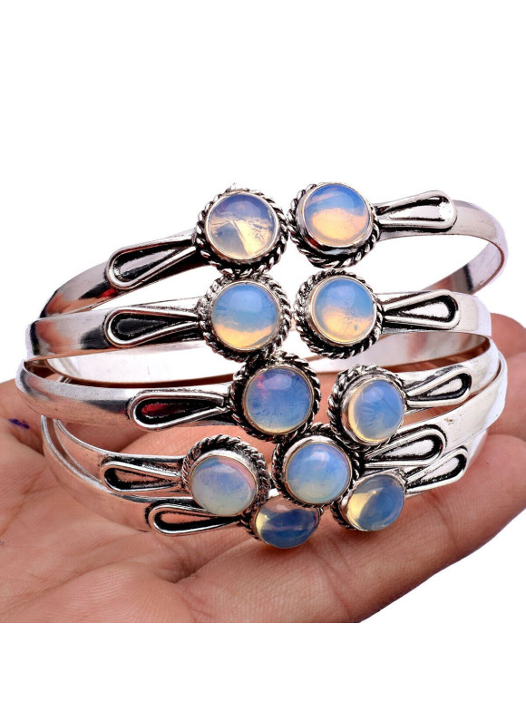 100 PC Opalite 925 Sterling Silver Plated Wholesale Lot Bangle G-92