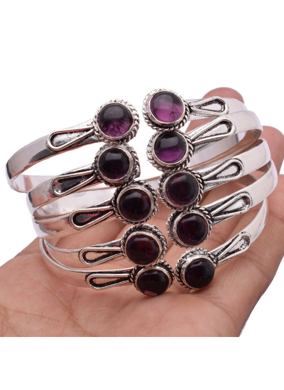 100 PC Amethyst 925 Sterling Silver Plated Wholesale Lot Bangle G-81 100 PC Amethyst 925 Sterling Silver Plated Wholesale Lot Bangle G-81