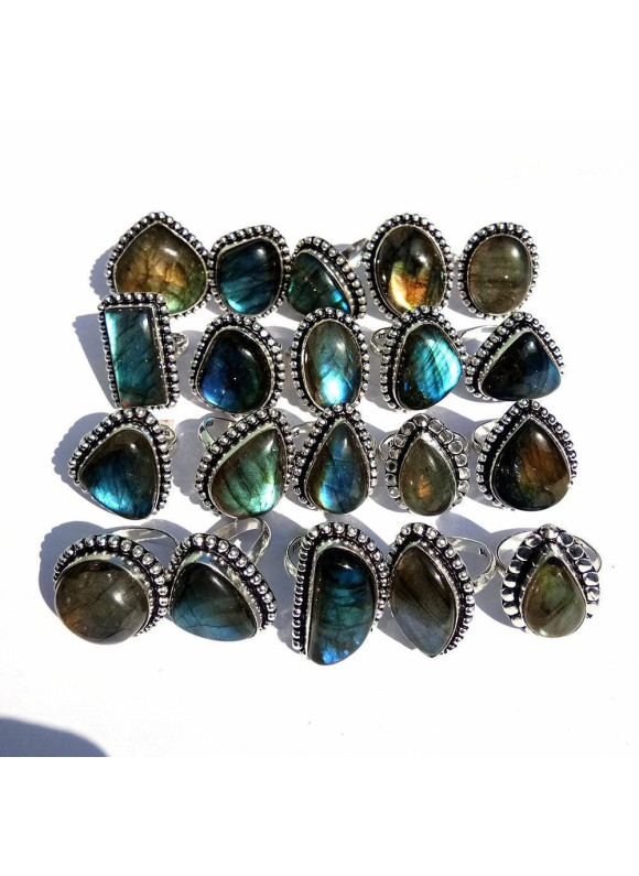 100 PC Labradorite Wholesale Lot 925 Sterling Silver Plated Jewelry RGTC-052