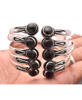 100 PC Labradorite 925 Sterling Silver Plated Wholesale Lot Bangle G-87 