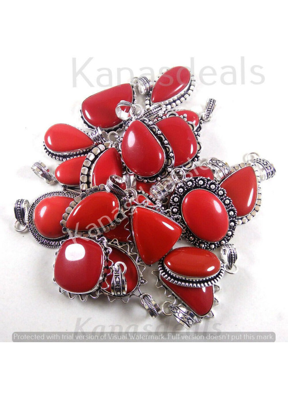 100 PC Coral Wholesale Lot 925 Sterling Silver Plated Jewelry PGTC-088