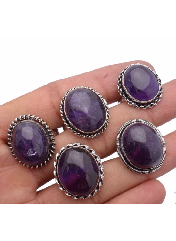 100 PC Amethyst Wholesale Lot 925 Sterling Silver Plated Jewelry RGTC-049