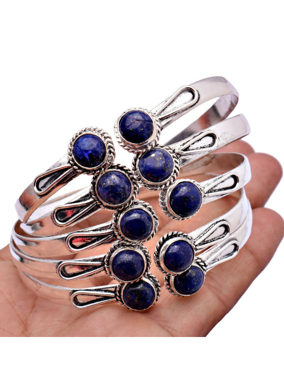 100 PC Lapis Lazuli 925 Sterling Silver Plated Wholesale Lot Bangle G-88