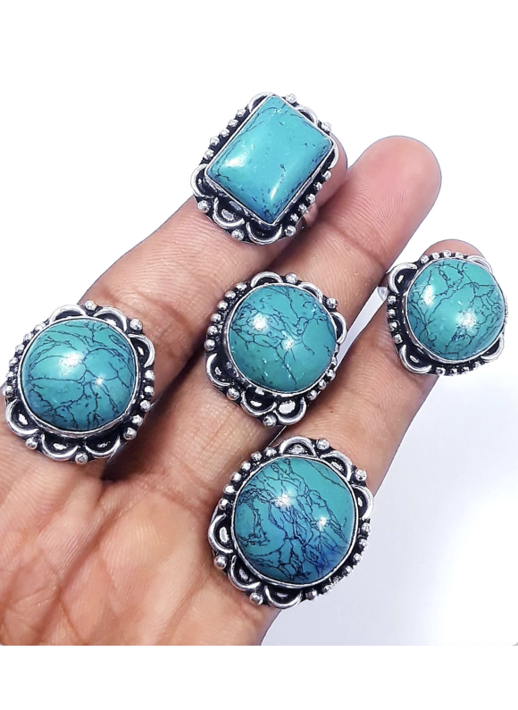 100 PC Turquoise Wholesale Lot 925 Sterling Silver Plated Jewelry RGTC-060