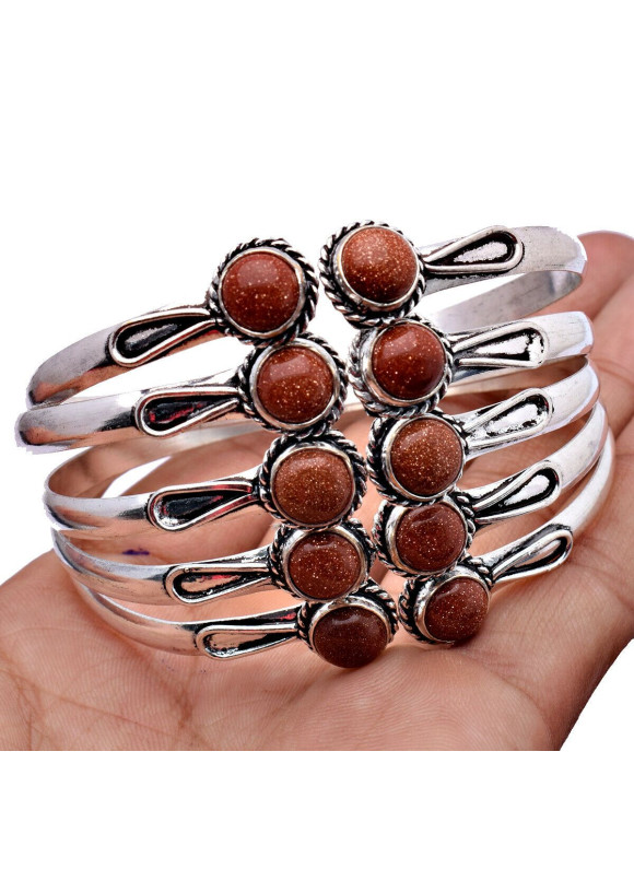 100 PC Sunstone 925 Sterling Silver Plated Wholesale Lot Bangle G-94