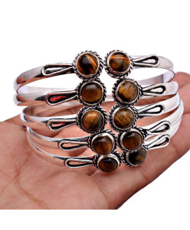 100 PC Tiger Eye 925 Sterling Silver Plated Wholesale Lot Bangle G-95 
