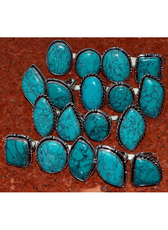 100 PC Turquoise Wholesale Lot 925 Sterling Silver Plated Jewelry RGTC-060