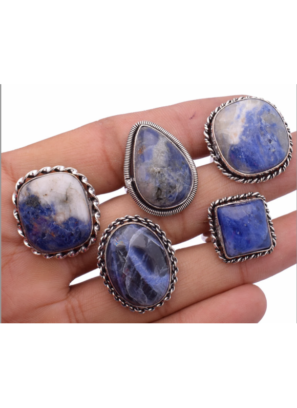 100 PC Sodalite Wholesale Lot 925 Sterling Silver Plated Jewelry RGTC-057