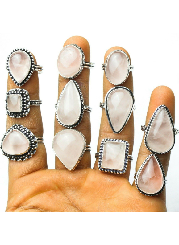 100 PC Rose Quartz Wholesale Lot 925 Sterling Silver Plated Jewelry RGTC-056
